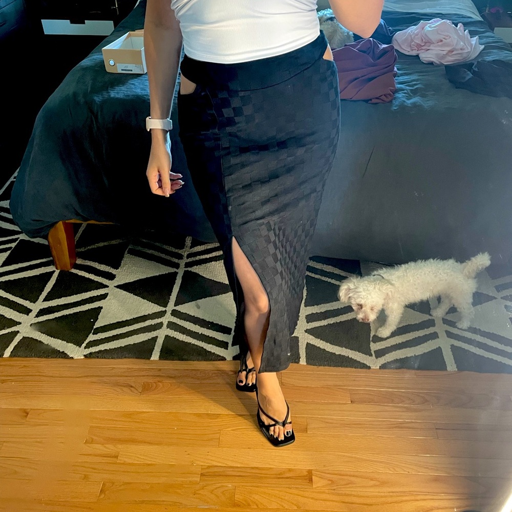 Checkered black cutout skirt urban outfitters